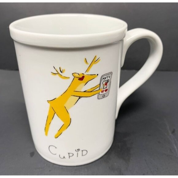 Pottery Barn Other - POTTERY BARN SANTA'S HIP REINDEER CUPID Coffee Tea Mug Cup 12 oz Christmas